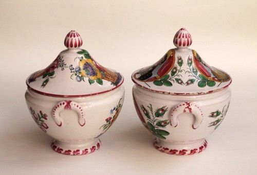 19th century - Two small earthenware soup bowls from Les Islettes-Bois d'Epenses, Dupré, 1