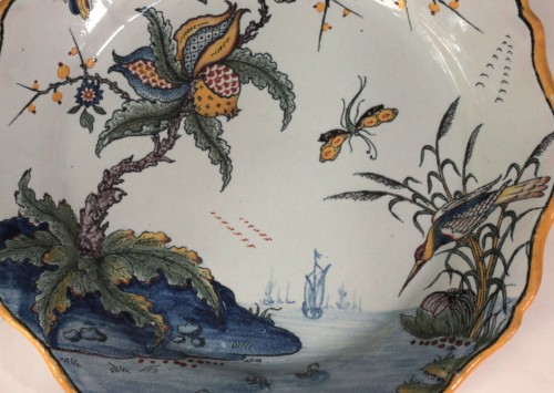 Porcelain & Faience  - Rouen earthenware plate with landscape decoration c. 1740-50