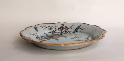 18th century - Rouen earthenware plate with landscape decoration c. 1740-50