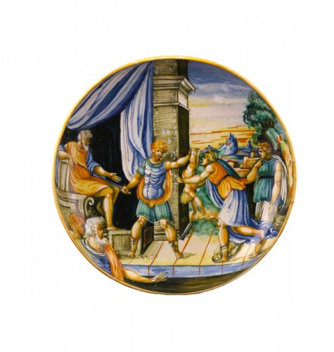 Urbino Maiolica Dish depicting the judgment of Solomon