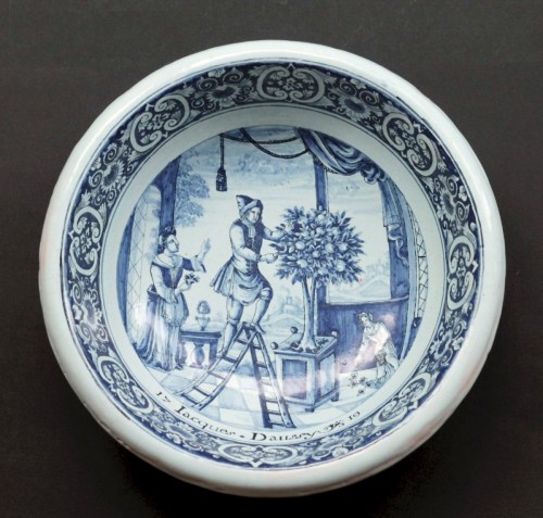 Rouen faience bowl « Jacques Daussy 1719 » - Porcelain & Faience Style 