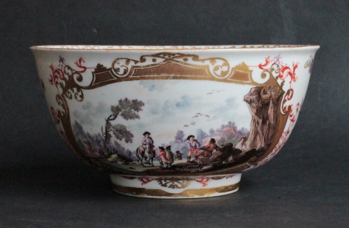 XVIIIe siècle - Bol en porcelaine de Meissen à décor de paysage Maritime