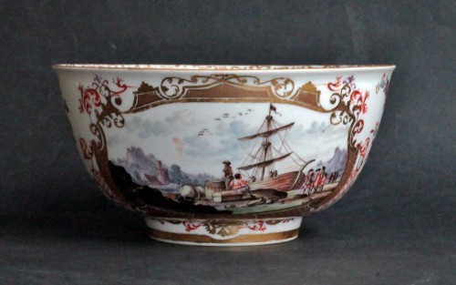 Bol en porcelaine de Meissen à décor de paysage Maritime - 