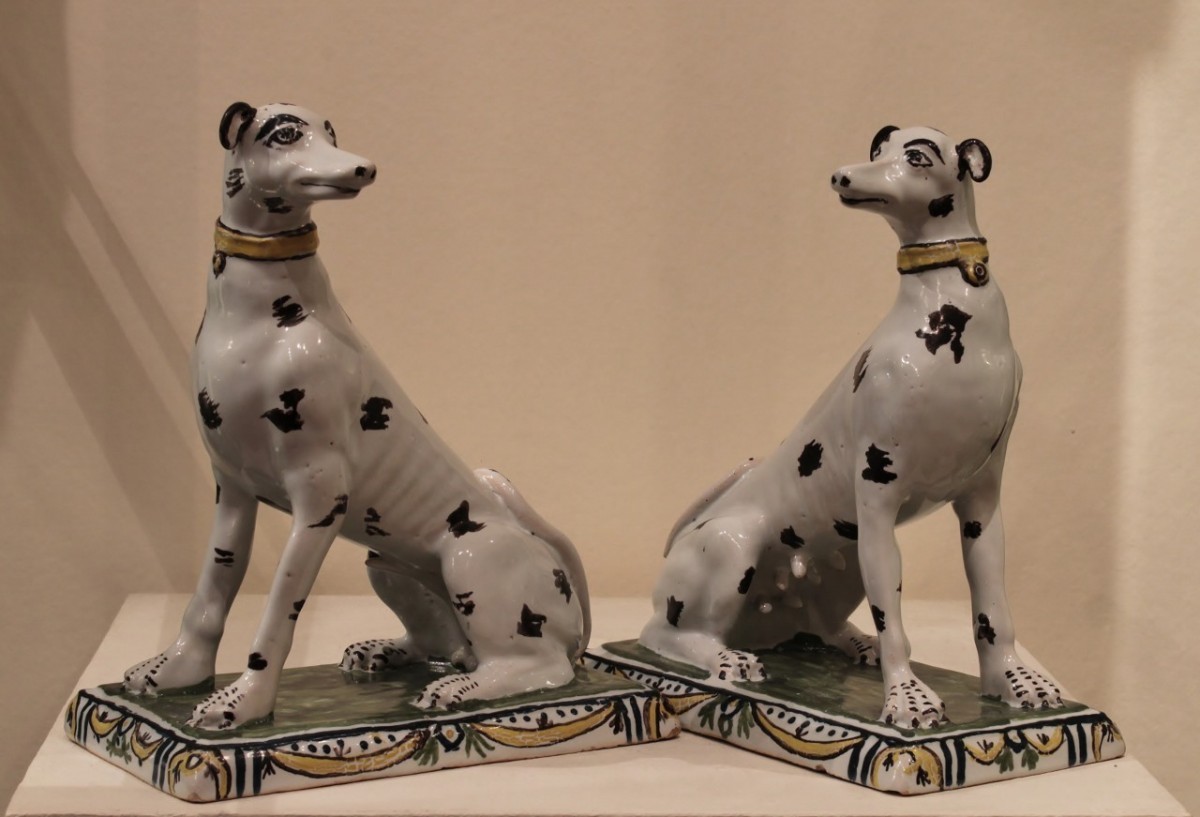 Pair of dogs in Brussels faience - Ref.78861