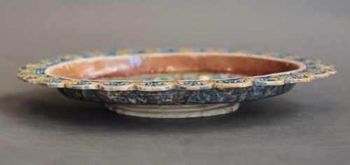 Porcelain & Faience  - Enamelled terracotta dish &quot;La Belle jardinière&quot; school of Bernard Palissy