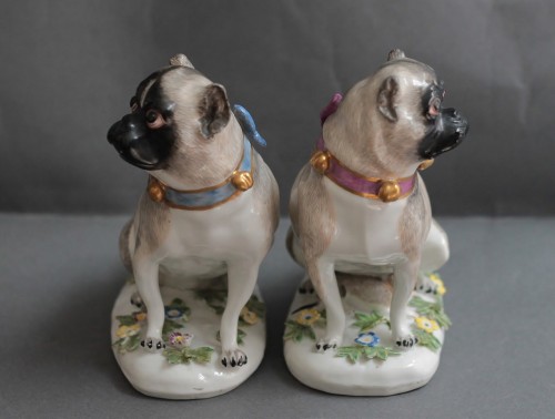 Pugs in Meissen porcelain (Saxony, Germany), circa 1745 - 