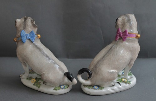 18th century - Pugs in Meissen porcelain (Saxony, Germany), circa 1745