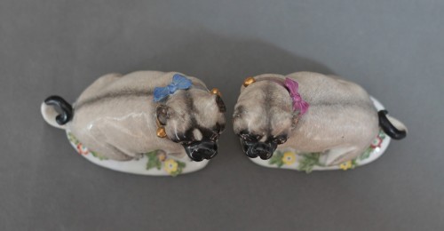 Antiquités - Pugs in Meissen porcelain (Saxony, Germany), circa 1745