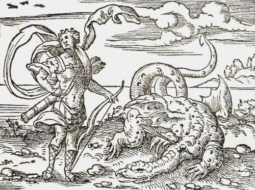 Assiette en faïence de Moustiers Apollon et le serpent Python. XVIIIe siècle. - Louis XV