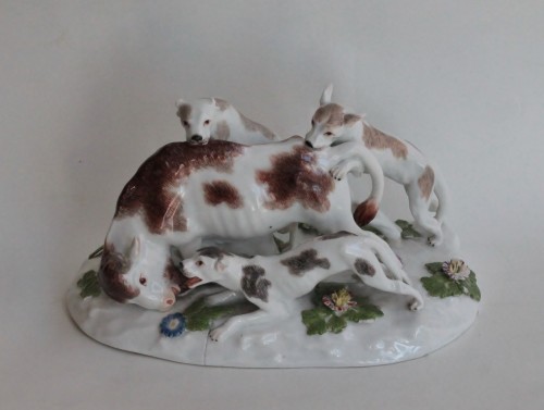 Meissen group representing a hunting scene, circa 1745. - Porcelain & Faience Style Louis XV