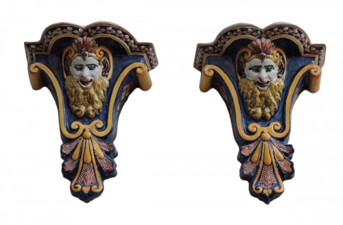 Two wall brackets in Rouen faience, circa1725-30