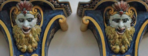 Porcelain & Faience  - Two wall brackets in Rouen faience, circa1725-30