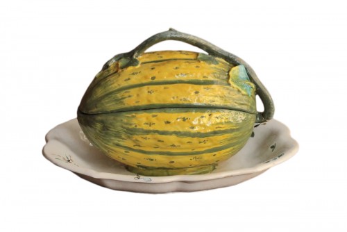 Melon d'eau en faïence de Strasbourg, période de Paul Hannong, 1744-48