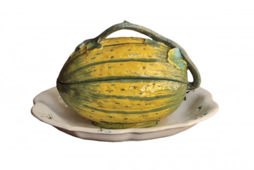 Strasbourg faience, watermelon in trompe-l'oeil, circa 1744-48