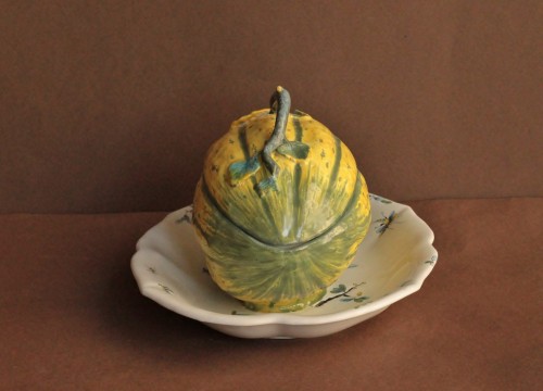 18th century - Strasbourg faience, watermelon in trompe-l&#039;oeil, circa 1744-48