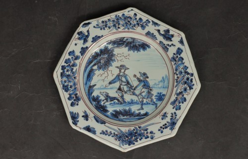 Octagonal earthenware plate from Marseille Saint Jean du Désert - 