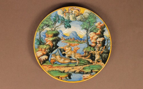 Tondino in majolica of Urbino attributed to Guido Durantino, 16th century - 