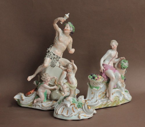  - Bacchus in Meissen porcelain of the 18th century forming a centerpiece