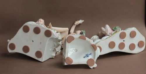 Antiquités - Bacchus en porcelaine de Meissen du 18e formant un centre de table