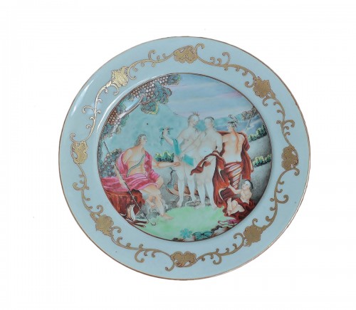 Le Jugement de Paris décor d'une assiette en porcelaine de Chine, 18e siècle