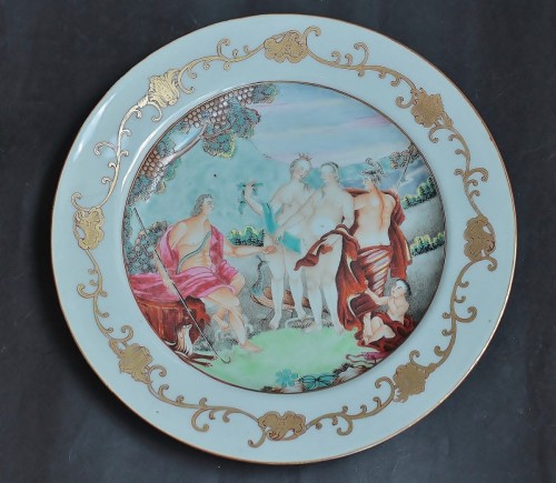 Le Jugement de Paris décor d'une assiette en porcelaine de Chine, 18e siècle - 