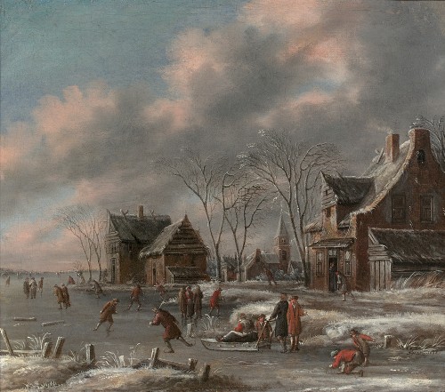 Klaes MOLENAER  (1630-1676) - Winter scene with skaters