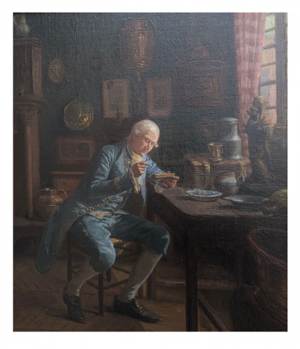 Jules BENOIT-LEVY 1866 - 1925) - Le collectionneur à sa fenêtre