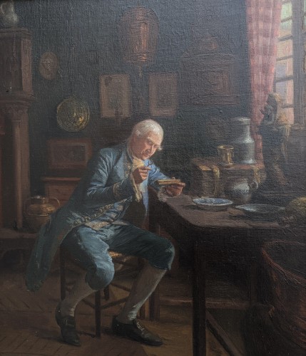 Jules BENOIT-LEVY 1866 - 1925) - Le collectionneur à sa fenêtre - Tableaux et dessins Style 