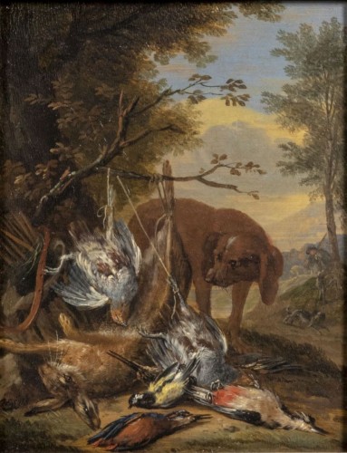 Adrian de GRYEF (1670 - 1715) - Hunting dog with game trophy