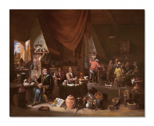 Gérard THOMAS  (1663-1720) - L'alchimiste dans son officine