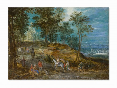 Jan BRUEGHEL Le Vieux dit de velours (1568 - 1625), Paysage à la calèche
