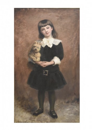 Jeune fille et son chien - Blanche PIERRON (1867 - 1933)