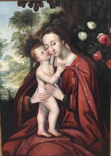 Workshop of Ambrosius BENSON (1490 - 1500) - Virgin and child in a rose garden