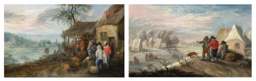 Andréas MARTIN  (1720 - 1767) -  L'automne et l'hiver - Tableaux et dessins Style 
