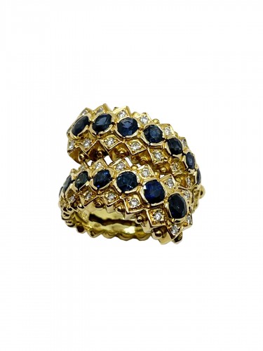 Lalaounis - Yellow gold, diamond and sapphire ring