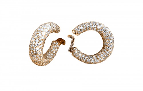 Boucheron - Paire de boucles d'oreilles créoles en or et diamants