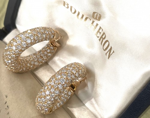Boucheron - Paire de boucles d'oreilles créoles en or et diamants - Bijouterie, Joaillerie Style 