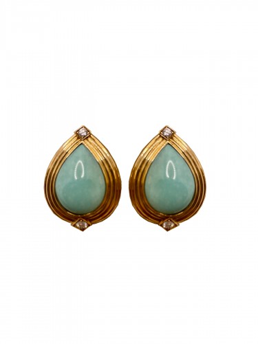 Repossi - Boucles d'oreilles or et turquoise vers 1970