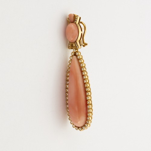 Antique Jewellery  - Long coral angel skin earrings