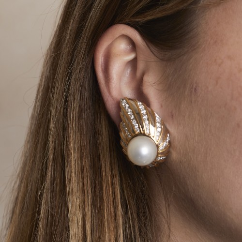 REPOSSI - Boucles d'oreilles or diamants et perles des mers du sud - Bijouterie, Joaillerie Style 