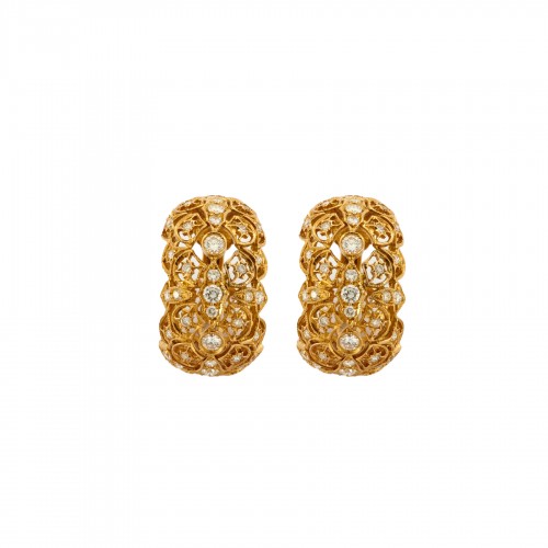 Diamonds and gold ear clips 