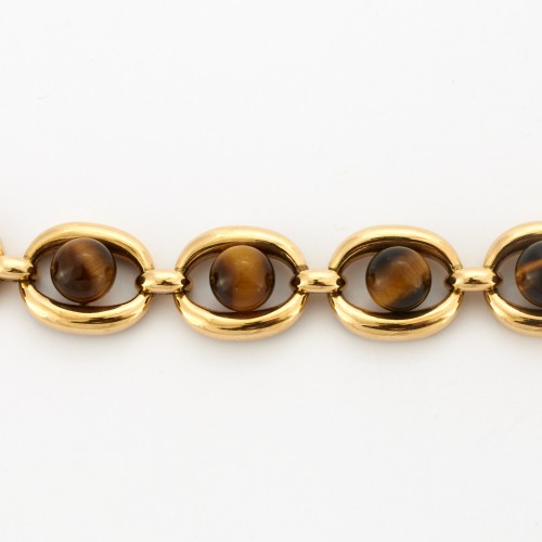 Antique Jewellery  - Gold and tiger eye bracelet by Boucheron