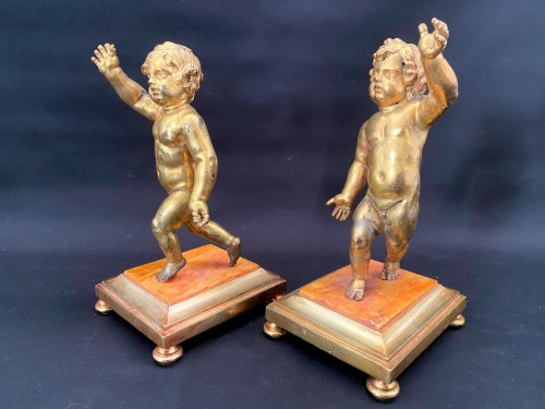 Paire de sculpture en bronze doré, Italie début 18e siècle - Louis XIV