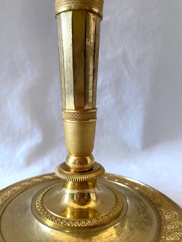 Paire de chandeliers Empire en bronze doré - Jullion Antiquités