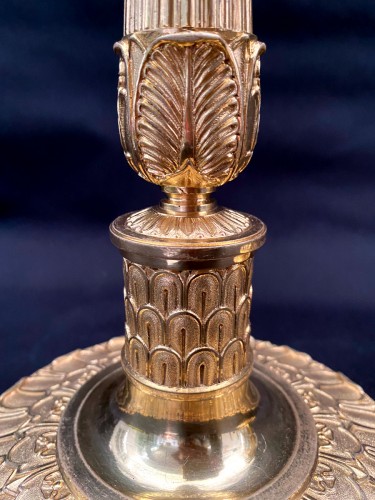 Empire - Pair of Empire gilt bronze candlesticks