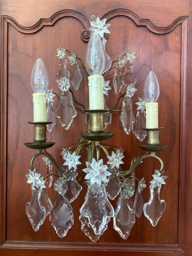 Pair of Louis XV sconces with pendants - Lighting Style Louis XV