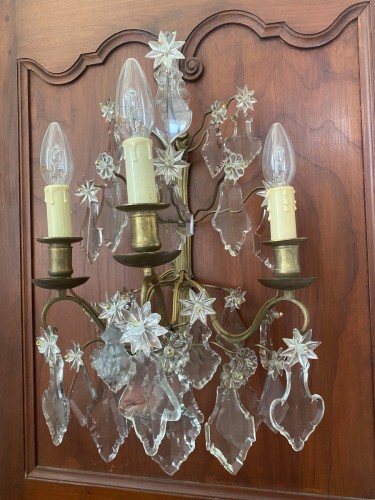 Lighting  - Pair of Louis XV sconces with pendants