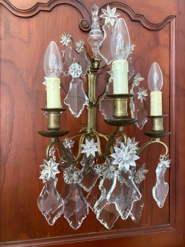 Pair of Louis XV sconces with pendants - 