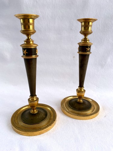 Pair of Empire  bronze candlesticks - Lighting Style Empire
