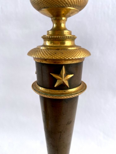 19th century - Pair of Empire  bronze candlesticks